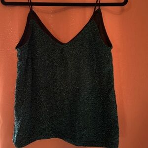 V neck teal sparkle tank top